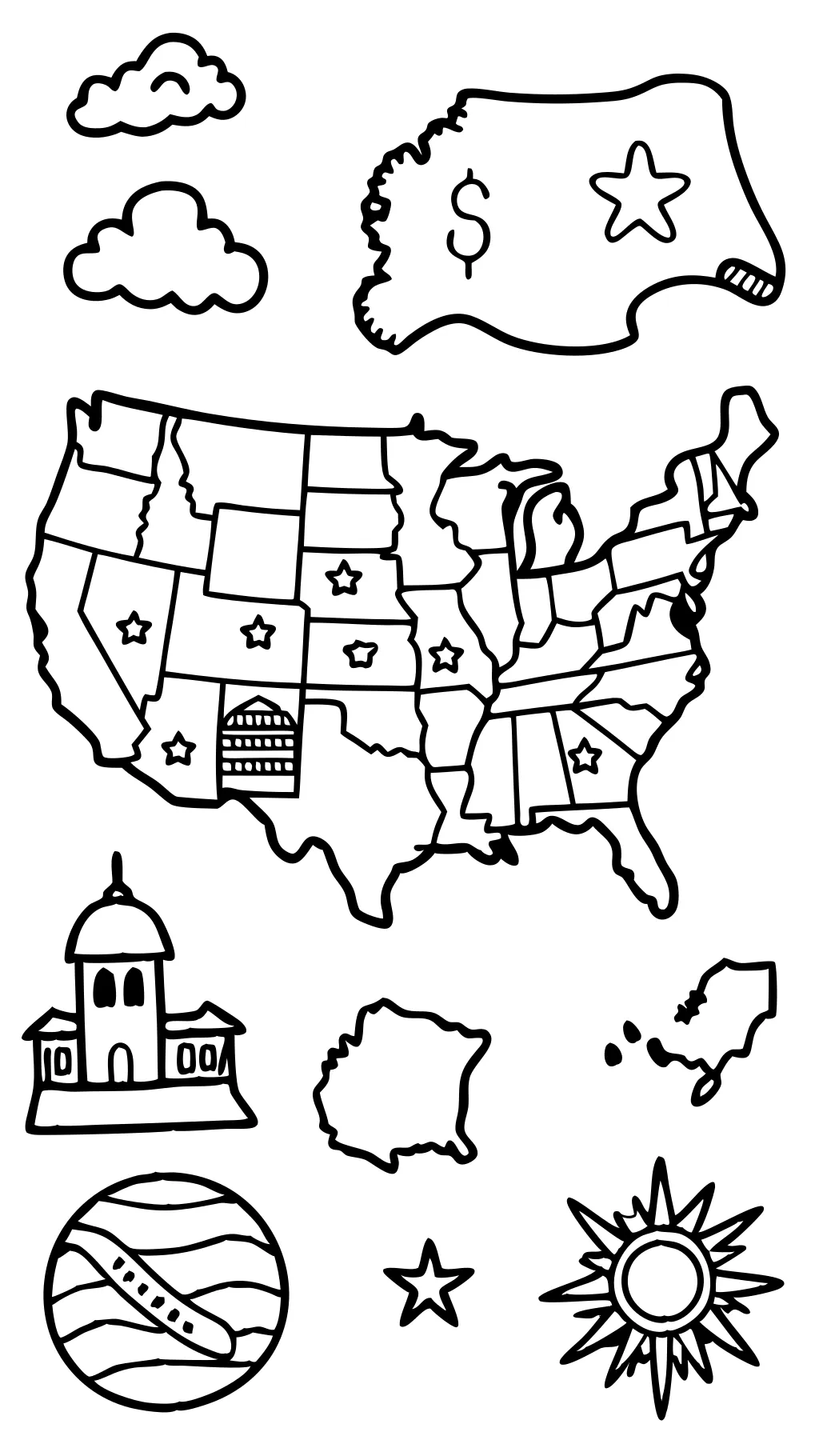 coloring pages united states map